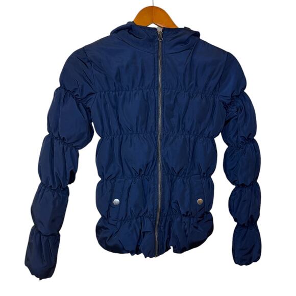 Bethany Mota Jacket Women X Small Navy Hooded Puffer‎ Full Zip Preppy Winter - Picture 1 of 5